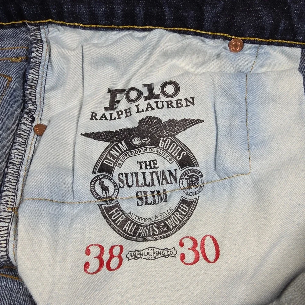 Polo Ralph Lauren Sullivan Slim Jeans Mens 38x30 Blue Dark Wash Straight Leg